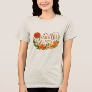 Beautiful Floral Art Positive Embroidered tshirt