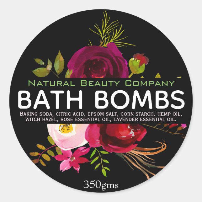 Beautiful Floral Bath Bomb Classic Round Sticker (Front)