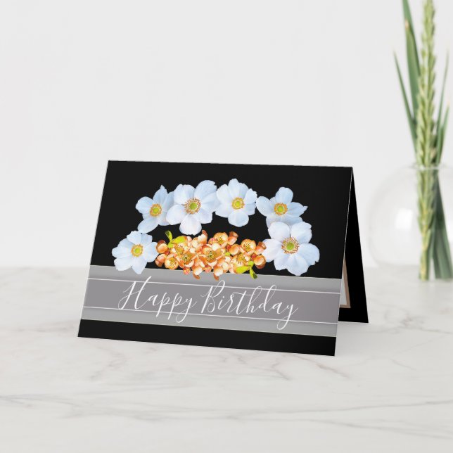 Beautiful Floral Bouquet Anemones Quince Birthday Card (Front)