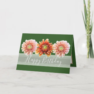 Beautiful Floral Bouquet Orange Dahlias Birthday Card