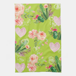 Beautiful Floral Cactus Kitchen Towel