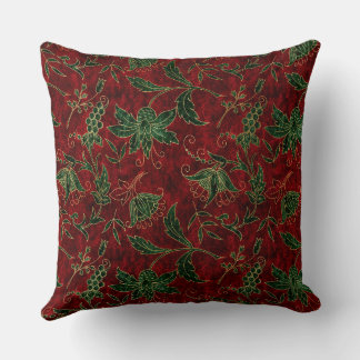 Beautiful Floral Christmas Throw Pillow