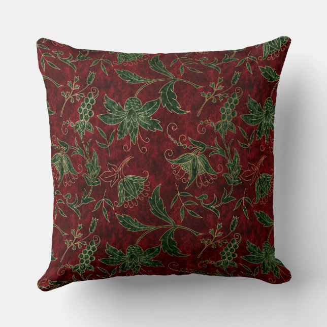 Beautiful Floral Christmas Throw Pillow (Back)