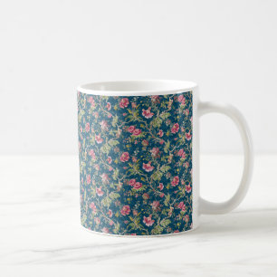 Beautiful Floral Colourful Flowers Blue Background Coffee Mug