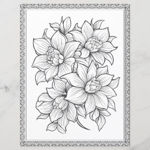 Beautiful Floral Colouring Page Scrapbook Paper