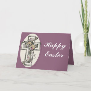 Beautiful Floral Cross Easter Greeting Card