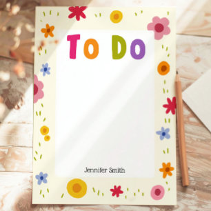 Beautiful Floral Custom Name Tasks To Do List  Post-it Notes