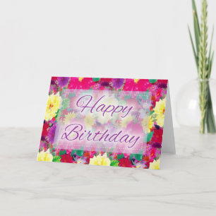 Beautiful Floral D2 Happy Birthday Card