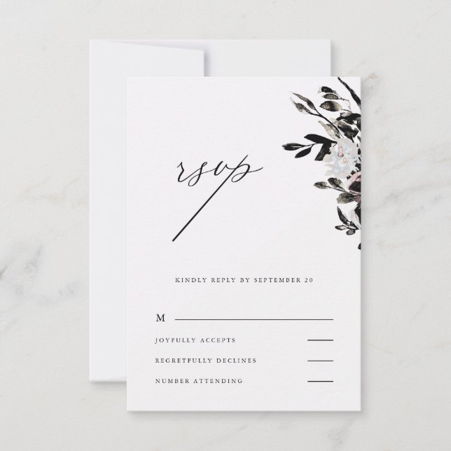 Beautiful Floral Dark Purple Wedding Rsvp (Front)