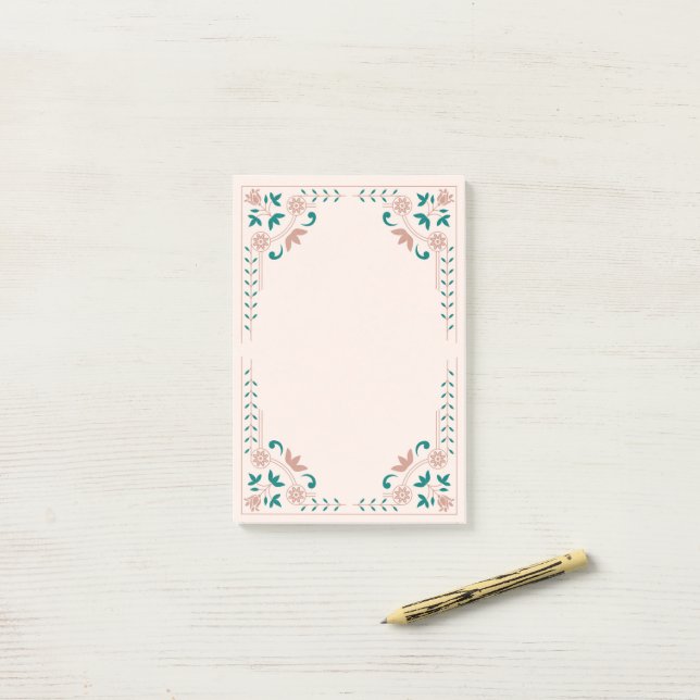 Beautiful floral decoration post-it notes (On Desk)
