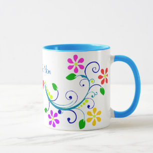 Beautiful Floral Design and Charming Heart To Mom Mug