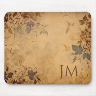 Beautiful floral design on vintage paper mouse pad