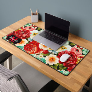 Beautiful Floral Design - Personalize Desk Mat