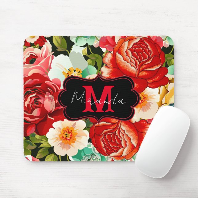 Beautiful Floral Design - Personalize Mouse Pad (With Mouse)