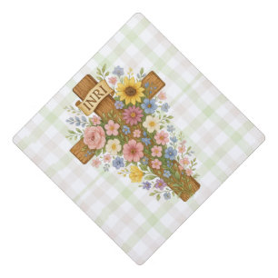Beautiful floral Easter cross Graduation Cap Topper