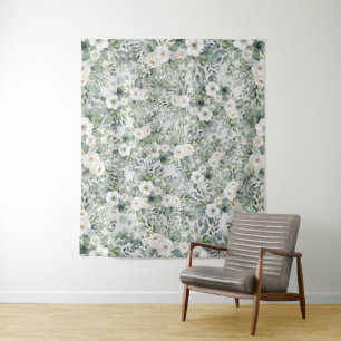 Beautiful Floral Eucalyptus Photo Backdrop Tapestry