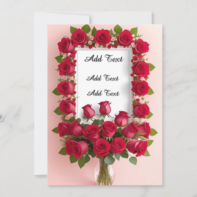 Beautiful Floral Frame with Red Roses Invitation (Front)