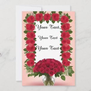 Beautiful Floral Frame with Red Roses Invitation