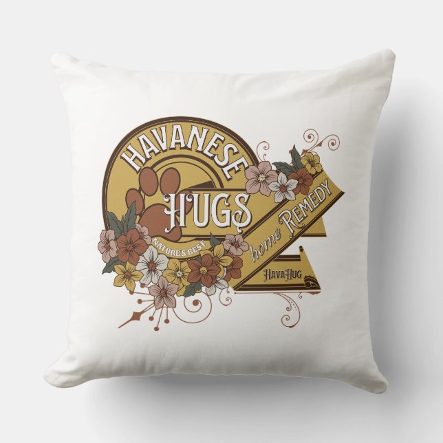 Beautiful, Floral, Gift for Havanese Dog Lover,   Throw Pillow (Front)