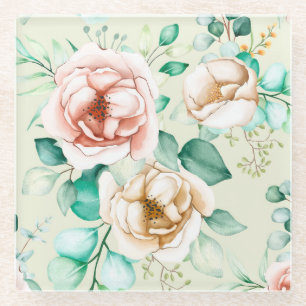 Beautiful Floral Glass Coaster