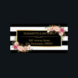 Beautiful Floral Gold Decor Black White Stripes Label<br><div class="desc">Beautiful Floral Gold Decor Black White Stripes Address Label. (1) For further customization, please click the "customize further" link and use our design tool to modify this template. (2) If you need help or matching items, please contact me. (3) You can find matching products (e.g. Invites, RSVP card, Reception Card,...</div>