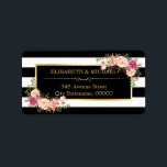 Beautiful Floral Gold Decor Black White Stripes Label<br><div class="desc">Beautiful Floral Gold Decor Black White Stripes Address Label. (1) For further customization, please click the "customize further" link and use our design tool to modify this template. (2) If you need help or matching items, please contact me. (3) You can find matching products (e.g. Invites, RSVP card, Reception Card,...</div>