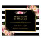 Beautiful Floral Gold Frame Black White Stripes