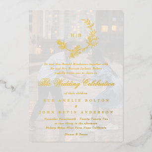 Beautiful Floral GOLD Monogram Photo Wedding