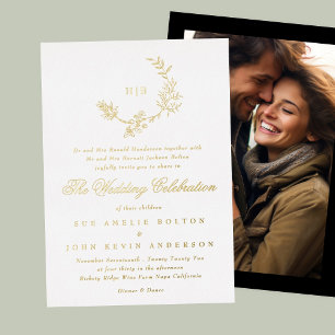 Beautiful Floral GOLD Monogram Photo Wedding