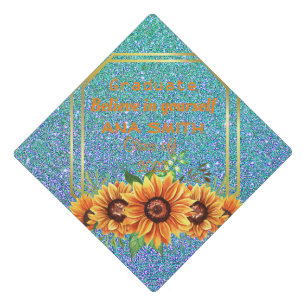 Beautiful floral graduation cap topper