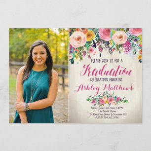 Beautiful Floral Graduation Invitation, Invitation