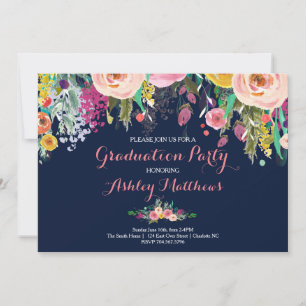 Beautiful Floral Graduation Invitation, Invitation