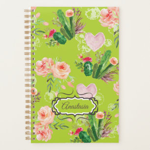 Beautiful Floral Green Cactus Planner