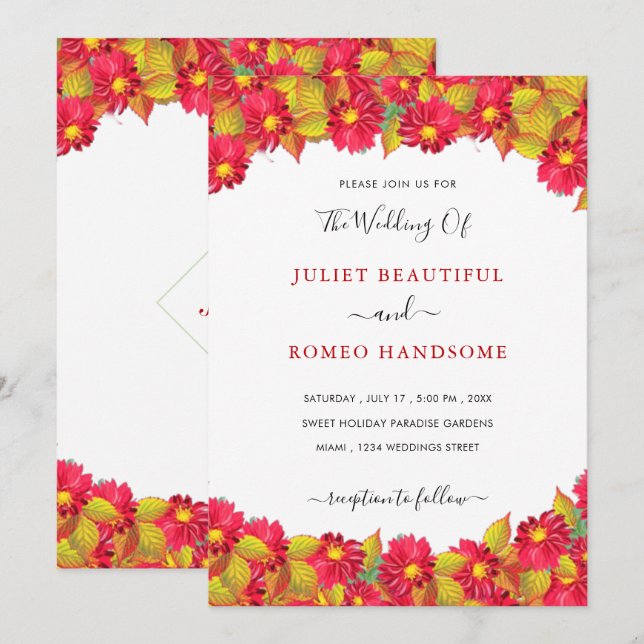 Beautiful Floral Greenery Wedding Invitation (Front/Back)