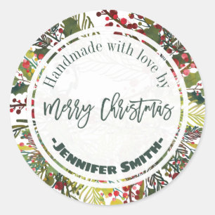 Beautiful Floral Handmade With Love Classic Round Sticker