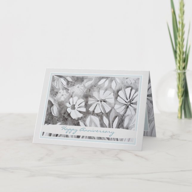 Beautiful Floral Happy Anniversary Card (Front)