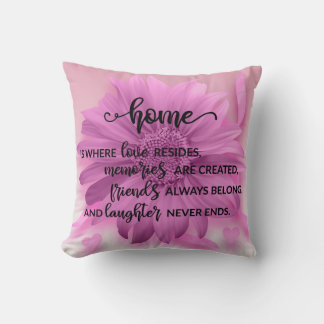 Beautiful Floral HOME IS WHERE... Throw Pillow