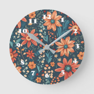 Beautiful Floral Inspiration Round Clock
