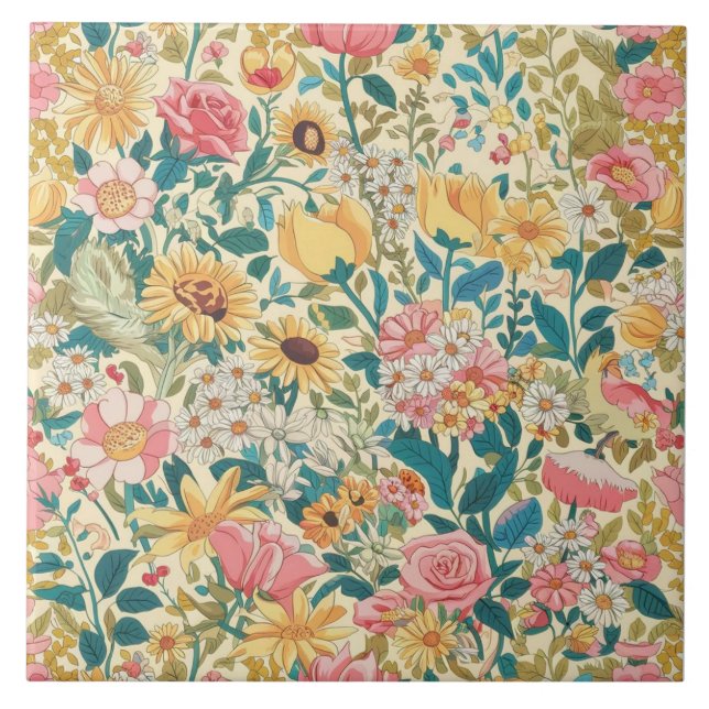 Beautiful floral intricate minimalist design big tile (Front)