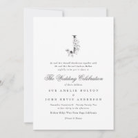 Beautiful Floral 'J' Monogram Sketched Wedding