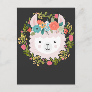 Beautiful Floral Llama Alpaca Flower Animal Postcard