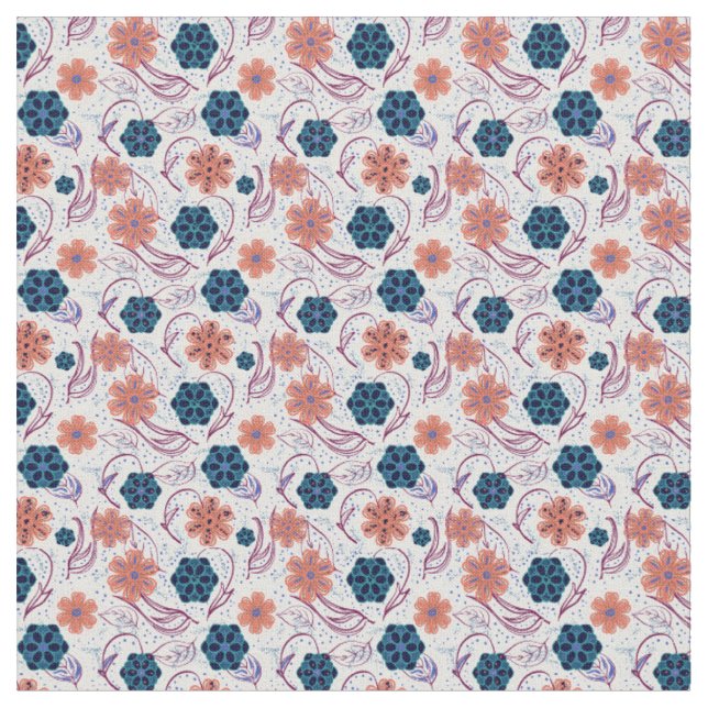 Beautiful floral modern pattern fabric (Close Up)