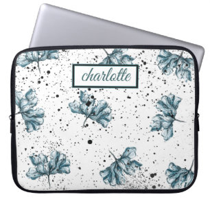 Beautiful Floral Monogram Grunge Laptop Sleeve