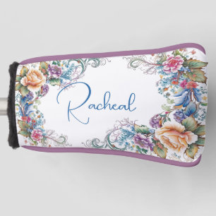 Beautiful Floral Monogrammed  Golf Head Cover