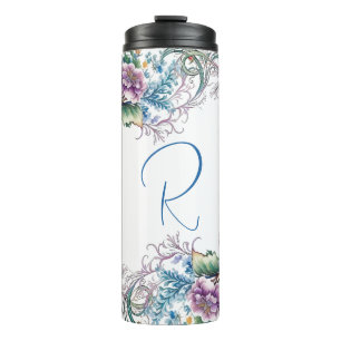 Beautiful Floral Monogrammed  Thermal Tumbler