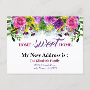 Beautiful Floral New Address Moving Announcement Postcard