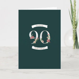 Beautiful Floral Numerals 90th Birthday Card