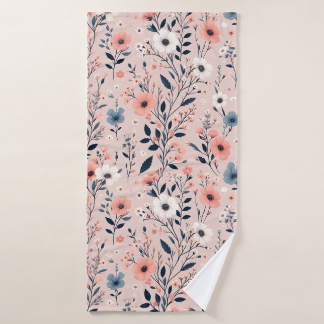 Beautiful Floral Pattern Bath Towel (Bath Towel)