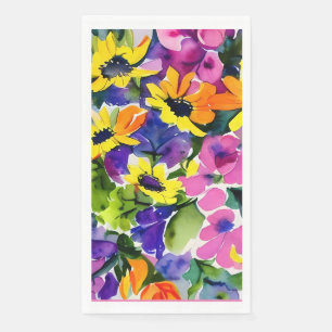 Beautiful floral pattern, bright yellow and pink, napkin