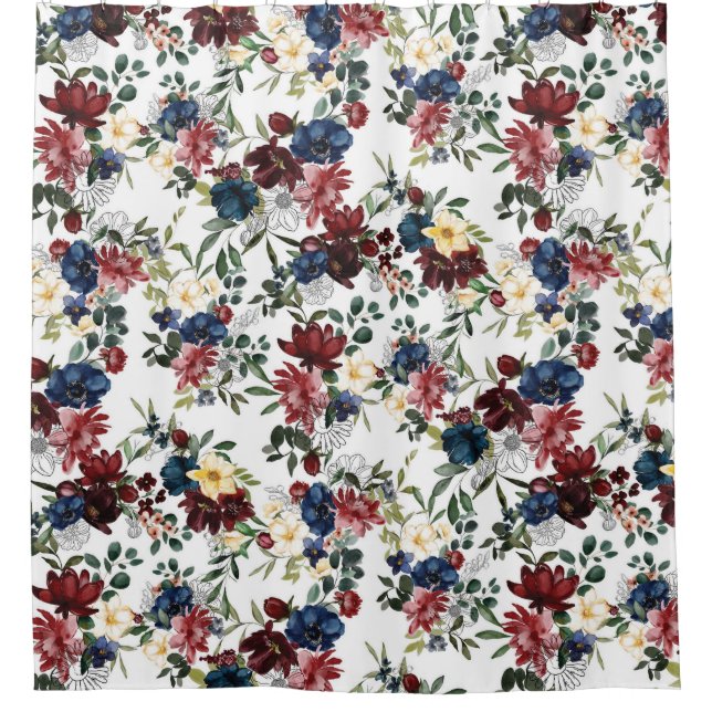 Beautiful Floral Pattern Flowers Blue Red Yellow (Front)